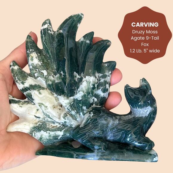 Crystal Carvings Agate Sandstone Skull Buddha Fox 9Tails Raven Bird - Picture 1 of 10
